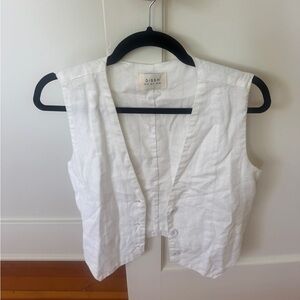 DISSH White Sleeveless Button-Up Tank Top Vest Linen